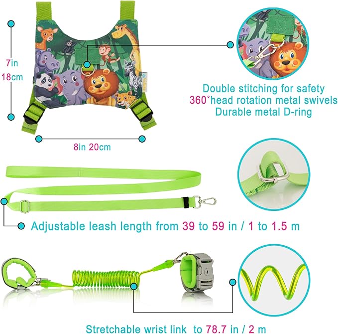 HappyVk Toddler Leash Harness Kid Leash Child Safety Harness Baby Leash Anti Lost Ages 1-4