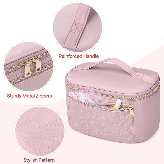 Fasrom Wearable Breast Pump Bag Compatible with Momcozy, Medela and Elvie Hands Free Pumps, Portable Carrying Case with Waterproof Mat for Working Moms Travel, Pink (Bag Only, Patent Design)