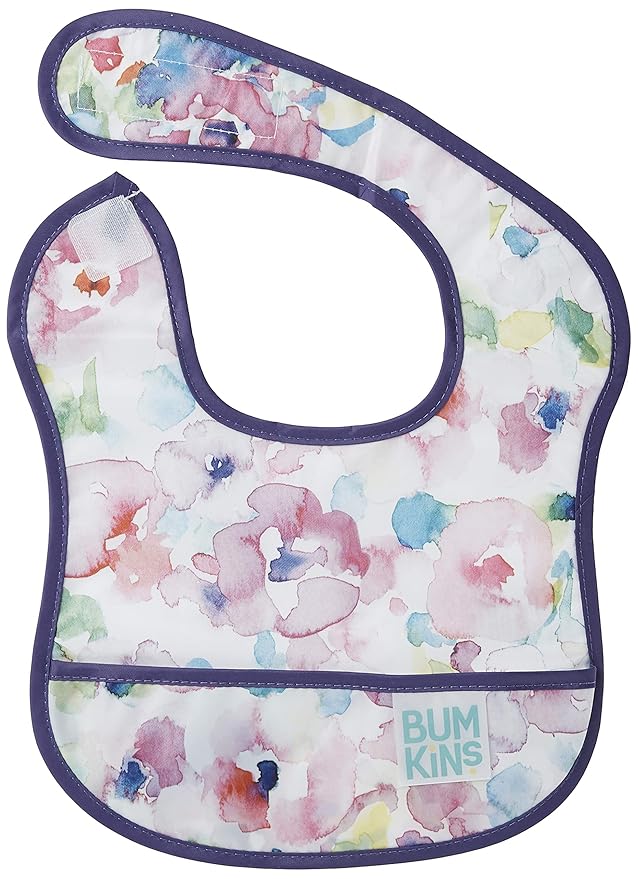 Bumkins Bibs, for Baby Girl or Boy, Infant 3-9 Months, Essential Must Have for Eating, Feeding, Baby Led Weaning, Mess Saving Waterproof Soft Fabric, Starter Bib 2-pk Watercolors and Brushstrokes