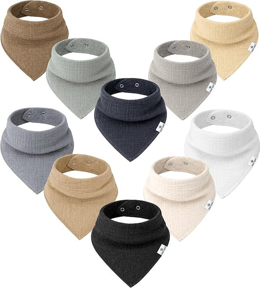 DiaperSquad's 100% Organic Cotton Baby Drool Bibs, Super Absorbent & Adjustable Baby Bibs for Drooling and Teething