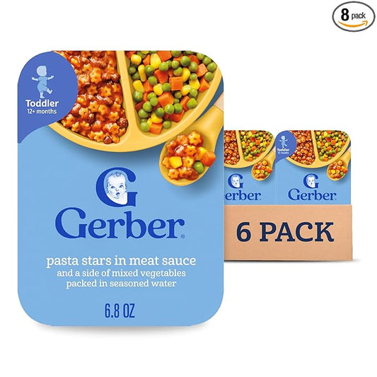 Gerber Mealtime for Toddler Pasta Stars in Meat Sauce with Side of Green Beans, 6.80 Ounce (Pack of 8)