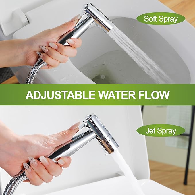 Chrome Bidet Toilet Sprayer Head - Rustless Stainless Steel Handheld Sprayer, Adjustable Water Pressure for Feminine Wash, Diaper/Cloth Washing, Leak-Proof Universal Fit (1PCS)