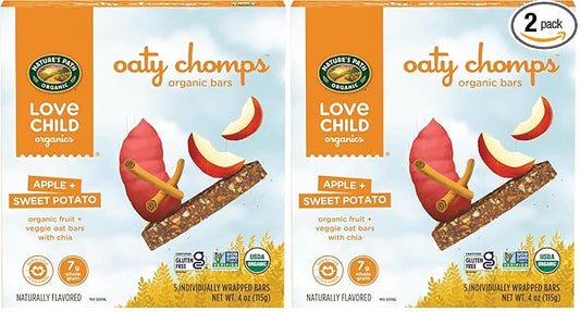 Love Child Organics Oaty Chomps Apple + Sweet Potato Snack Bars, 4 oz (Pack of 2), Gluten Free, Non-GMO, by Nature's Path