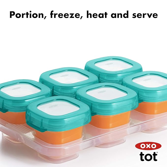 OXO Tot Baby Blocks Freezer Storage Containers Teal (2 Oz and 4 Oz)