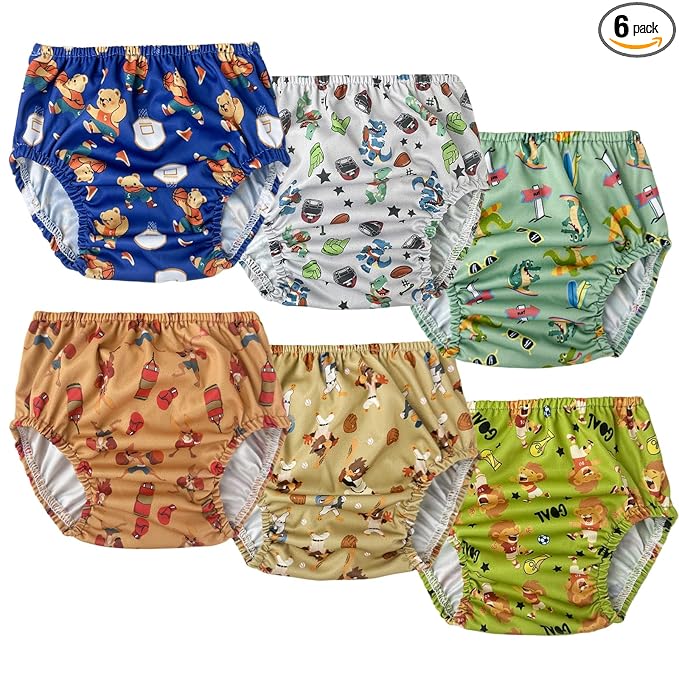 BISENKID 6 Packs Rubber Pants for Toddlers Rubber Training Pants for Toddlers Good Elastic Waterproof Diaper Cover Boy 4t