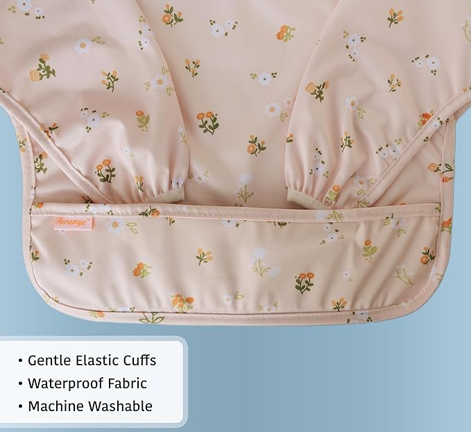 Waterproof Long Sleeve Bib – Machine Washable Baby Bibs for Eating – Baby Smock Bib for Toddler – BLW Supplies for Baby