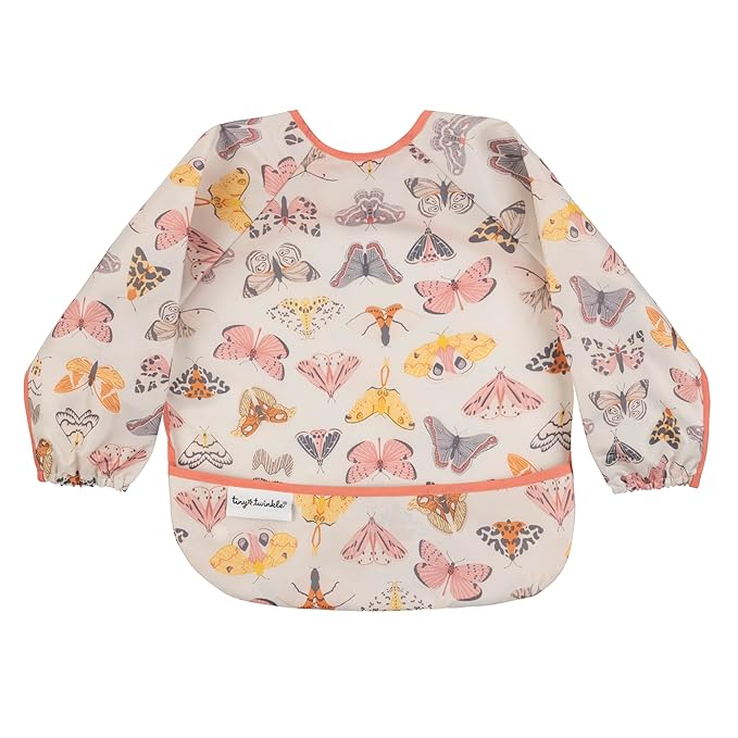 Tiny Twinkle Long Sleeve Bib for Babies & Toddlers | Waterproof Smock Bib for Eating | Machine Washable & Mess-Proof Feeding Essentials | Newborn Shower Gift (Flutter, 2-4Y)