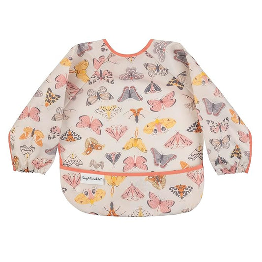 Tiny Twinkle Long Sleeve Bib for Babies & Toddlers | Waterproof Smock Bib for Eating | Machine Washable & Mess-Proof Feeding Essentials | Newborn Shower Gift (Flutter, 2-4Y)