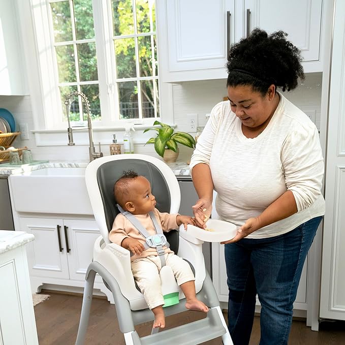 Ingenuity Full Course SmartClean 6-in-1 High Chair – SmartClean EVA Foam, 5 Point Safety Harness, 2 Dishwasher Safe Trays – Slate