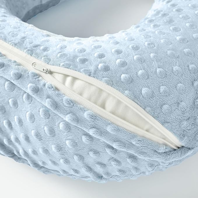 Nursing Pillow for Breastfeeding and Bottle Feeding More Support for Mom and Baby,Soft Newborn Nursing Baby Pillow， Machine Washable (Light Blue)