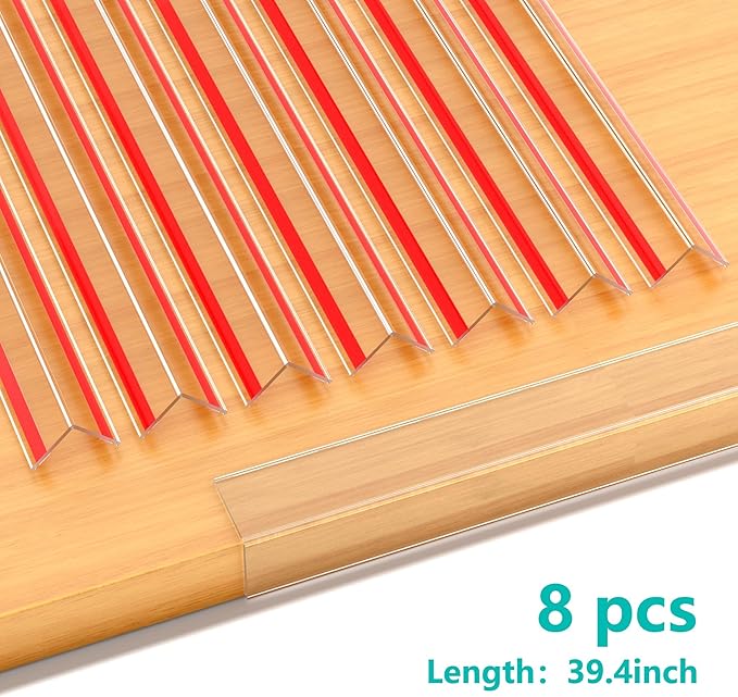 30x30mm Self Adhesive Corner Guard, 8pcs 39.4" Wall Corner Protector Strip, Flexible PVC Edge Trim, Peel and Stick Corner Protection for Furniture, Wall Edges & Table Corners