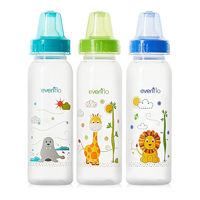Classic Prints Polypropylene Bottles for Baby, Infant and Newborn - Blue/Green/Teal, 8 Ounce (Pack of 48)