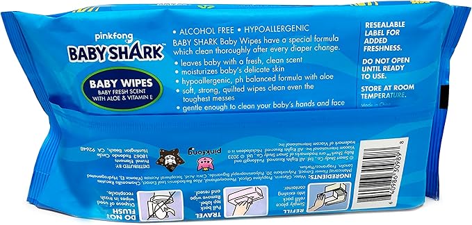 Baby Shark 60ct Baby Wipes with Aloe & Vitamin E - 24 pack
