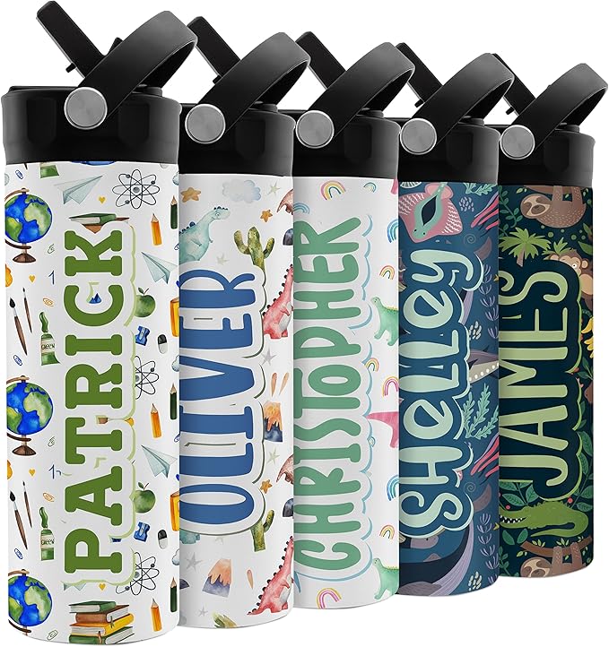 Personalized Water Bottle for Kids - 20 oz - 14 Design Options, Custom Water Bottle for Children - End of School Year Gifts, Back to School Gifts - BPA FREE, Double-Wall Insulation - Science