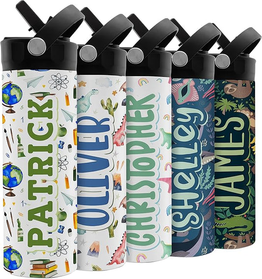 Personalized Water Bottle for Kids - 20 oz - 14 Design Options, Custom Water Bottle for Children - End of School Year Gifts, Back to School Gifts - BPA FREE, Double-Wall Insulation - Science