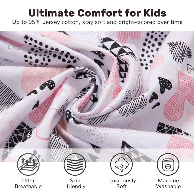 Pack of 2 Changing Pad Cover, 100% Cotton Breathable Changing Table Cover, Ultra Soft Diaper Changing Pad Covers Sheets for Newborns Infant Babies Girls Boys (Pink and Hearts)