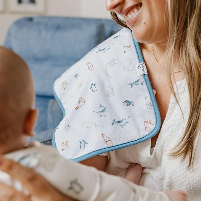 Copper Pearl Baby Burp Cloths for Boys & Girls - Cotton Burp Cloths Baby Girl & Boy, 3 Pack Soft Spit Up Rags, Extra Absorbent Layers for Newborn, Infant Towels, 21x10 in - Arctic Wonder Set