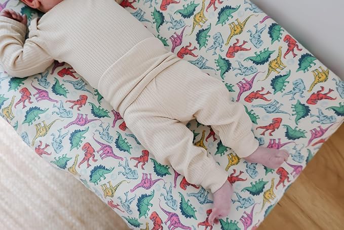 Copper Pearl Premium Knit Changing Pad Cover : Soft, Stylish, and Universal Fit for All Standard Diaper Changing Pads, Trendy Design Changing Pad Covers, Dinosaurs of Jurassic Park