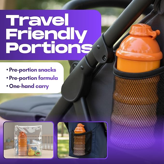 Mommy's Helper Baby Formula Dispenser On The Go, Stackable Travel Formula Container To Go, Non-Spill Pour Spout, 4-Compartment Powder Storage (Coastal Coral)