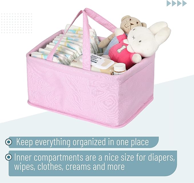 Mr. Pen Baby Diaper Caddy Organizer, Pink Quilted Fabric, Car Diaper Caddy, Portable