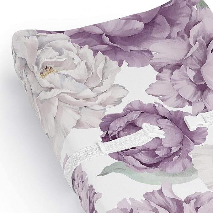 Sweet Jojo Designs Lavender Purple Boho Shabby Chic Floral Girl Baby Changing Pad Cover Sheet Infant Newborn Diaper Table Change Mat Cover Lilac Violet Ivory Bohemian Vintage Garden Watercolor Nature