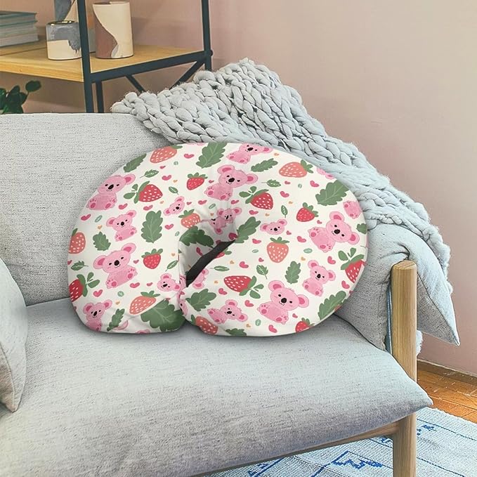 Strawberry Koala Nursing Pillow Cover for Newborn Feeding Pillow Cover U-Shaped Breastfeeding Pillow Case Hidden Zipper Design Soft and Skin-Friendly Xmas Decor