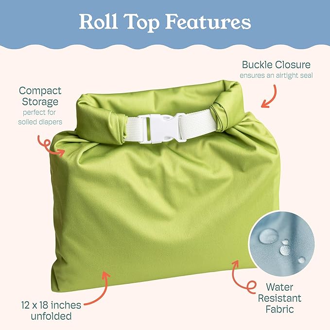 Kinder Set of 2 Water Resistant Wet Bags for Storing Laundry or Cloth Diapers Travel Size Wet Bag Daycare Beach Pool Wet Swimsuit Roll Top for Air Tight Odor Contained Washable Reusable (Polkadots)