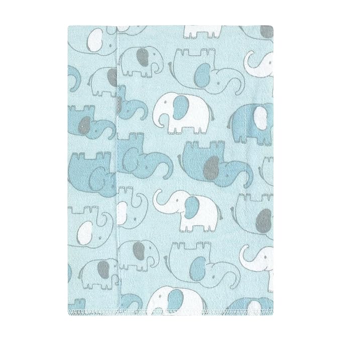 Hudson Baby Unisex Baby Cotton Flannel Burp Cloths, Boy New Elephant 7-Pack, One Size