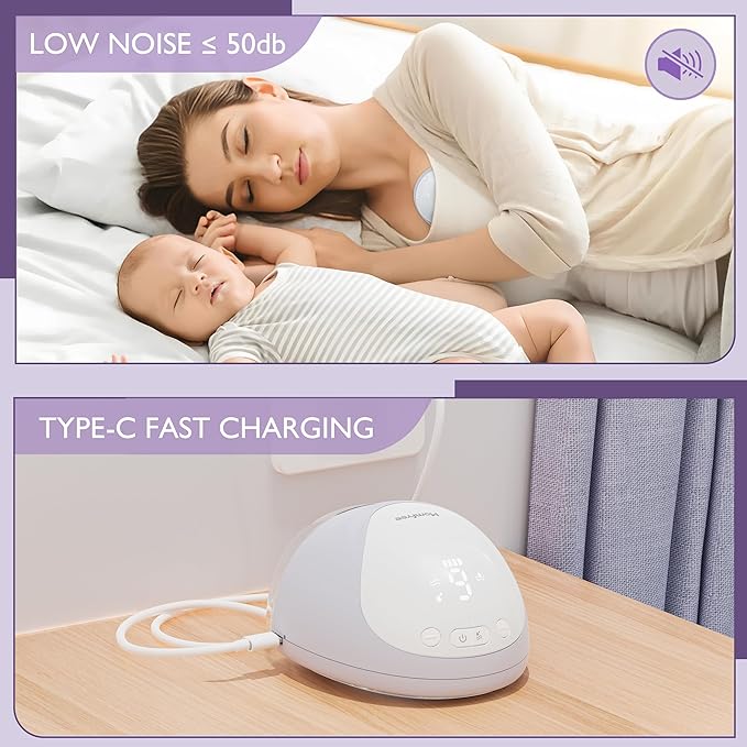 Hands Free Breast Pump:Wearable Breast Pump Portable with 3 Modes/9 Levels/LED Display - Low Noise,for 25/21/17mm Silicone Cushion Insert,2 Count
