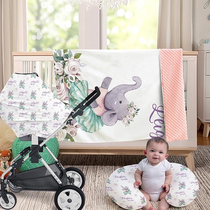 Dyoart Custom Baby Nursing Pillow Cover for Nursing, Purple Elephant Removable Nursing Covers for Breastfeeding Pillows, Ultra Soft Comfortable Slipcover for Newborn Baby Boys and Girls