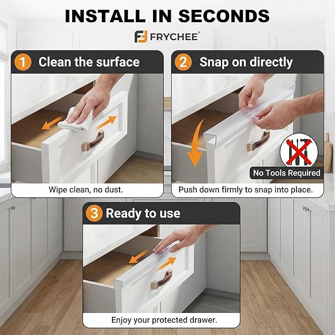 Full 18 Inches Unshortened Cabinet Door Protector, Clear Flexible Slip-On Edge Guard with Soft Rubber Groove, Trimable Cabinet Bumper for 3/4" Thick Doors, Anti-Wear Anti-Chip, 4 Pack