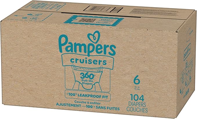 Pampers Diapers - Cruisers 360 - Size 6, 104 Count, Babyproof up to 100% Leakproof Pull-On Diaper