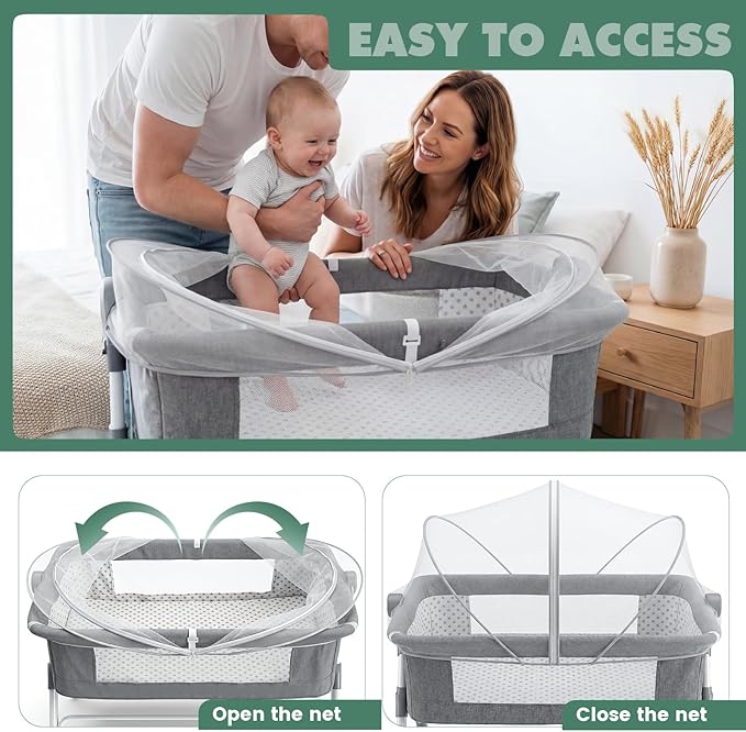 Orzbow Bassinet Cover for Cats - Breathable Mosquito Net Cover for Cradles/Travel Cribs/Mini Cribs, Baby Mosquito Net to Keep Pets Out, Baby Bassinet Accessories, Two-Way Self-Locking Zippers, White