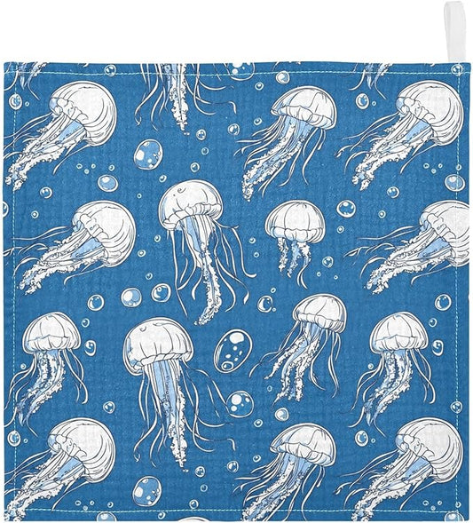 vvfelixl Baby Muslin Washcloths Jellyfish Bubbles Baby Burp Cloths Cotton Babys Face Towel for Newborn Infants Boys Girls Soft and Absorbent 11.8 X 11.8 in, 3 Pack