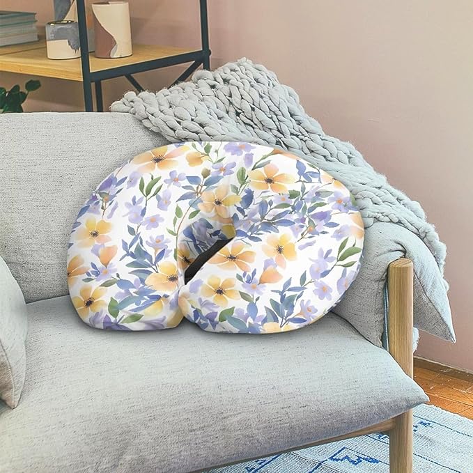 Wild Flowers Nursing Pillow Breathable Cover, Flower Field Soft Breastfeeding Pillow Cover, Watercolor Art Breastfeeding Pillow Slipcover for Boys & Girls