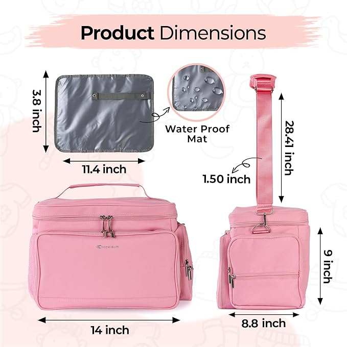 Breast Pump Bag Fit for Spectra S1 and S2, Wearable Breast Pump Bags with Milk Pack, Pumping Bag with Waterproof Mat for Pump Accessories, Bottle Bags for Travel and Family, Pink