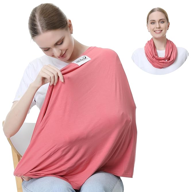 NeoTech Care Baby Nursing Cover Breastfeeding Scarf | Soft Fabric (Pink)