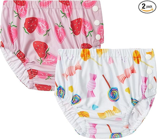 Durio 2PCS Reusable Swim Diapers - Toddler Baby Swim Diaper Soft and Waterproof for Swimming Lessons Boys and Girls