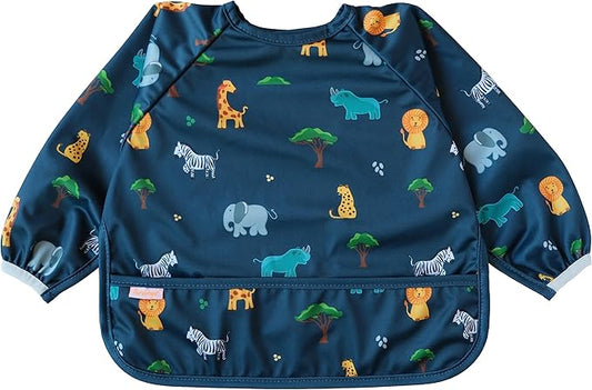 Waterproof Long Sleeve Bib – Machine Washable Baby Bibs for Eating – Baby Smock Bib for Toddler – BLW Supplies for Baby