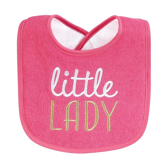 Hudson Baby Infant Girl Cotton Terry Drooler Bibs with Fiber Filling, My Mama, One Size