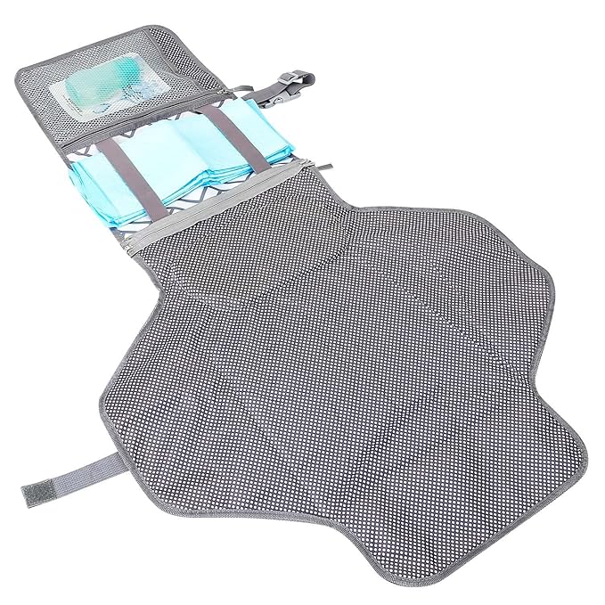 Portable&Foldable Diaper Changing Pad, Moclever Detachable Travel Changing Mat with Waterproof & Easily Cleanable Folding Nappy Changing Travel Mat,Newborns Essentials, Baby Shower Gifts-Grey