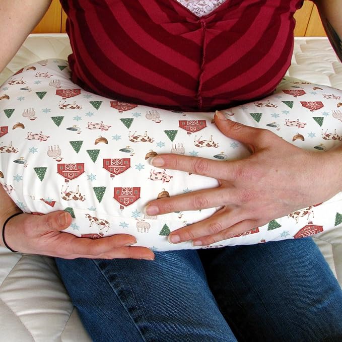 Christmas Farm Animals Life Baby Nursing Pillow Covers for Boy Girl Barn Pig Cow Lamb Hen Duck Trees Nursery Pillowcase for Breastfeeding Pillows Winter Country Farmyard Soft Stretchy Slipcovers