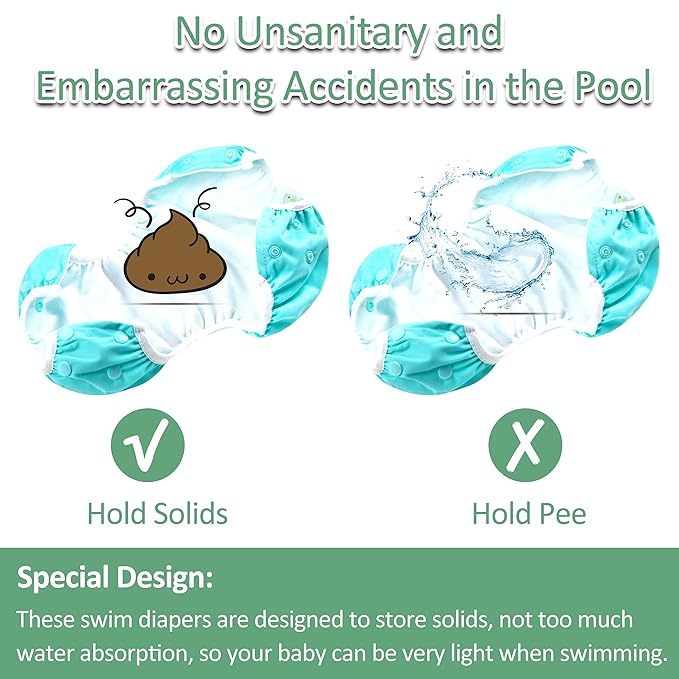 wegreeco Baby & Toddler Snap One Size Adjustable Reusable Baby Swim Diaper (Fresh, Large, 3 Pack)