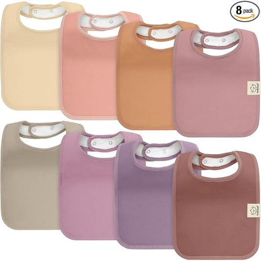 KeaBabies 8-Pack Organic Baby Bibs for Boys, Girls - Super Absorbent Cotton Drool Bibs for Baby Girl & Boy, Teething Toddler, Drooling Newborn, Ultra Soft & Machine Washable (Mauve)