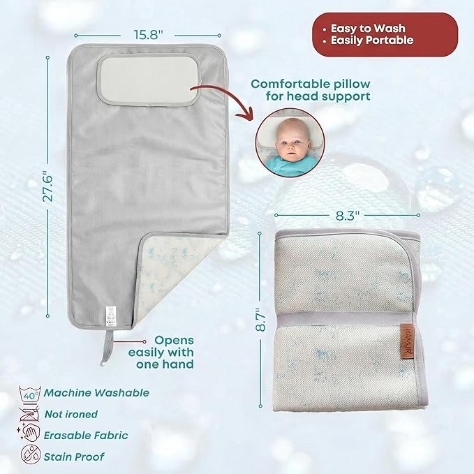Hamur Home Portable Changing Pad – Waterproof, Washable & Easy Wipe Clean, Foldable Travel Baby Changing Mat for Diaper Bag, Compact & Lightweight, Must-Have for Newborns (Solid Green)