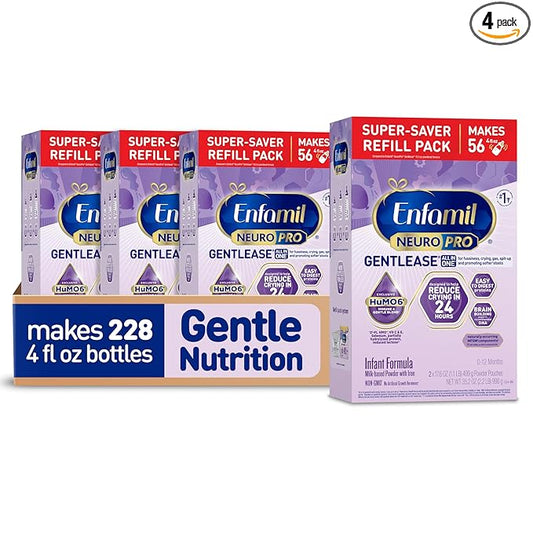 Enfamil NeuroPro Gentlease for Easing Fussiness, Crying, Gas, Spit-up in 24 Hrs, Smaller Proteins for Easy Digestion, Brain Supporting DHA, Prebiotic Blend, HuMO6*, Baby Formula, 35.2 Oz (Pack of 4)