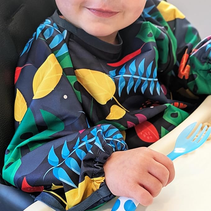 Madrona Brands Toddler Art Smock 1-3 Years | Long Sleeve Kids Waterproof Cover with Pockets | Crafts, Paint Apron, Baby Bib