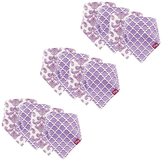 Hudson Baby Unisex Baby Cotton Bandana Bibs, Purple Brocade 12-Pack, One Size