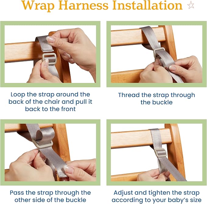 ECR4Kids Universal 5-Point Wrap Harness Strap for High Chairs, Replacement Part, Grey