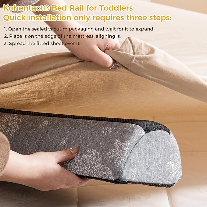 Bed Rail Bumpers for Toddlers 2pcs - Foam Fold Bed Bumper Guard with Dual Non-Slip Pads Waterproof Washable Soft Removable Cover Safe Bed Rail for Toddlers, Kids Seniors